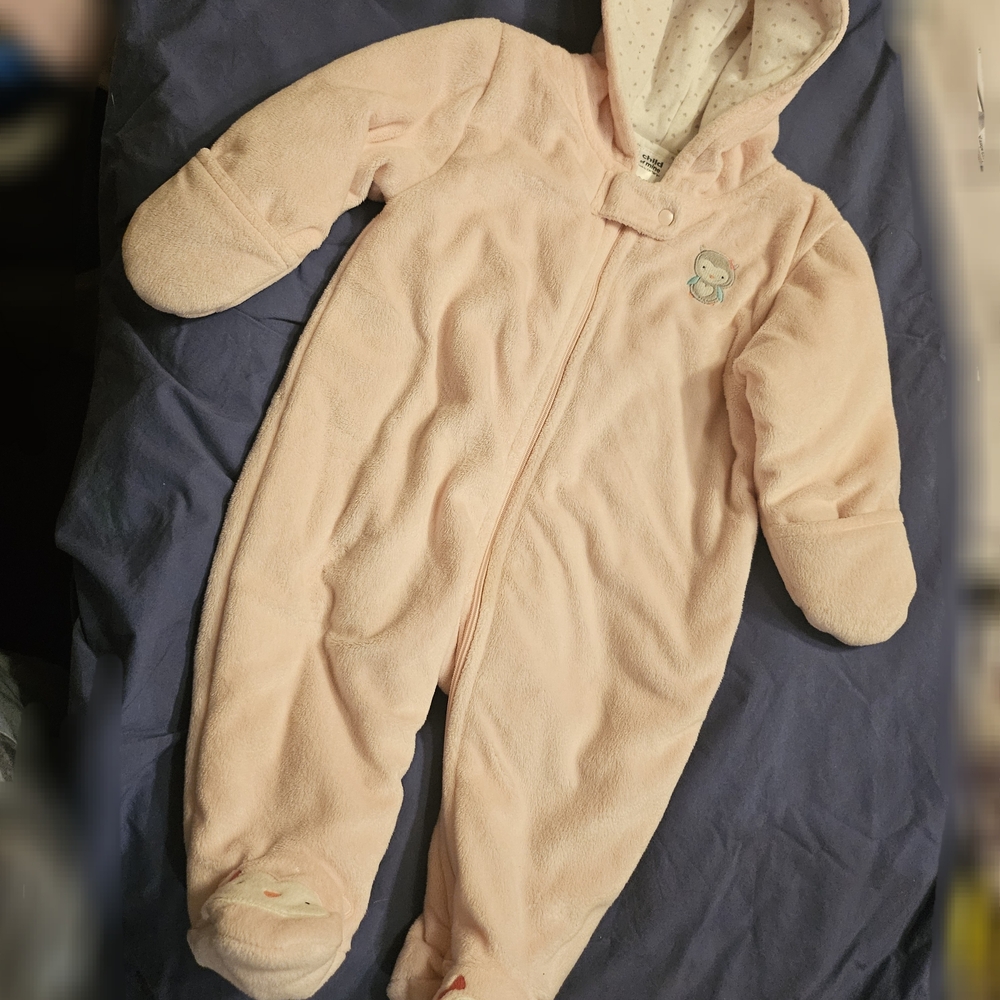 Child of Mine Pink Hooded Footie, Baby Bunting, 3-6mo